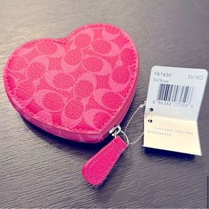 Coach Pink Leather Heart Coin Purse